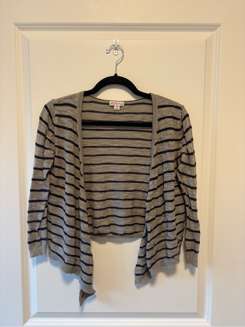 Merona Gray and Black Striped Open Drape Cardigan